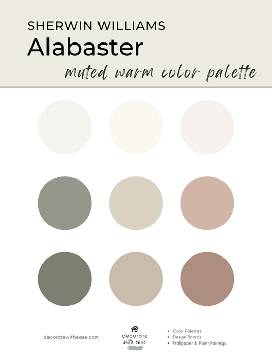 Sherwin Williams Alabaster Paint Color Palette with soft earthy colors