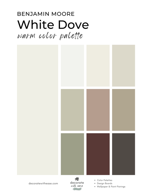 white dove color palette with swatches on white background