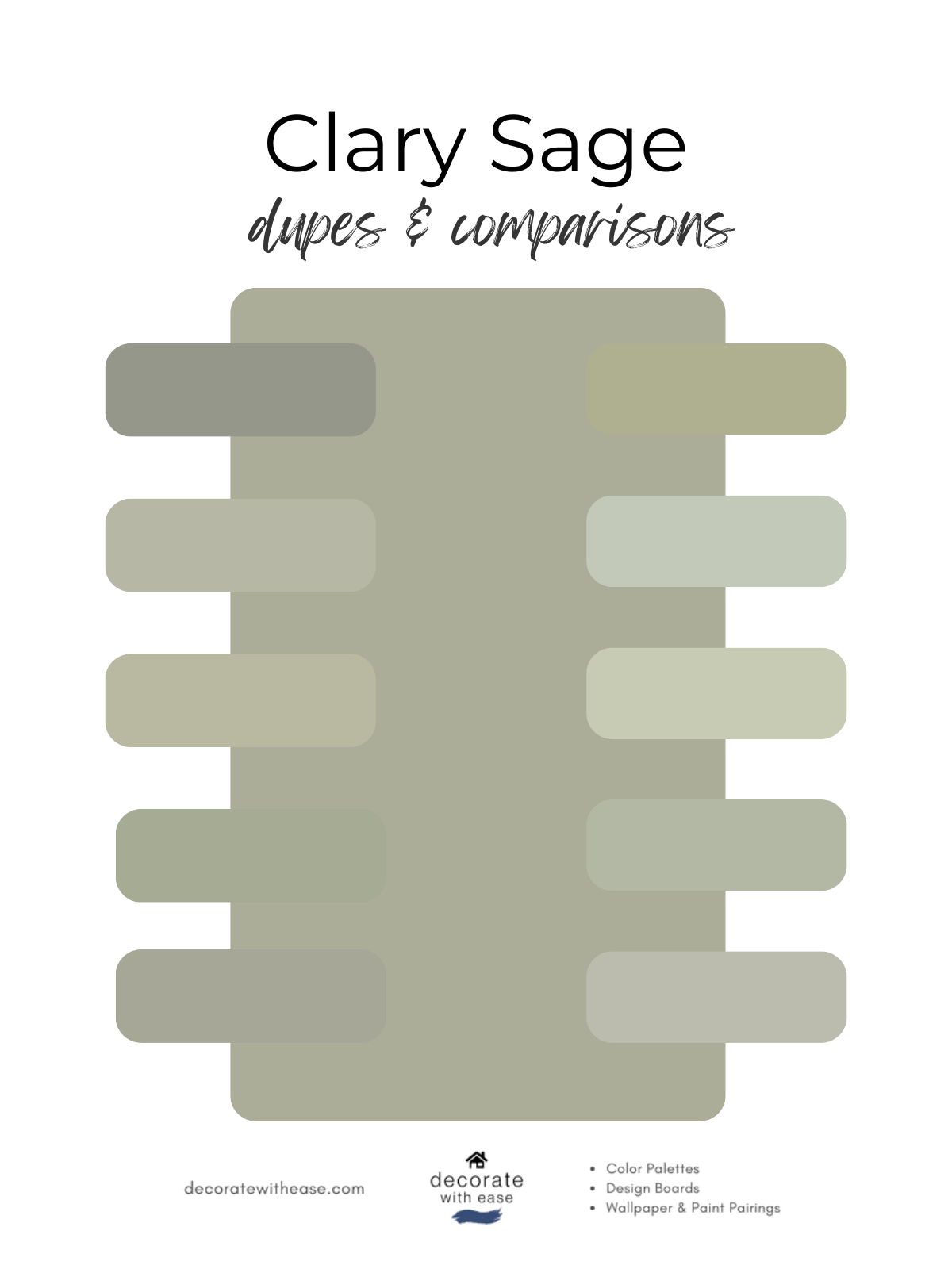 Color swatches of clary sage with text on a white background