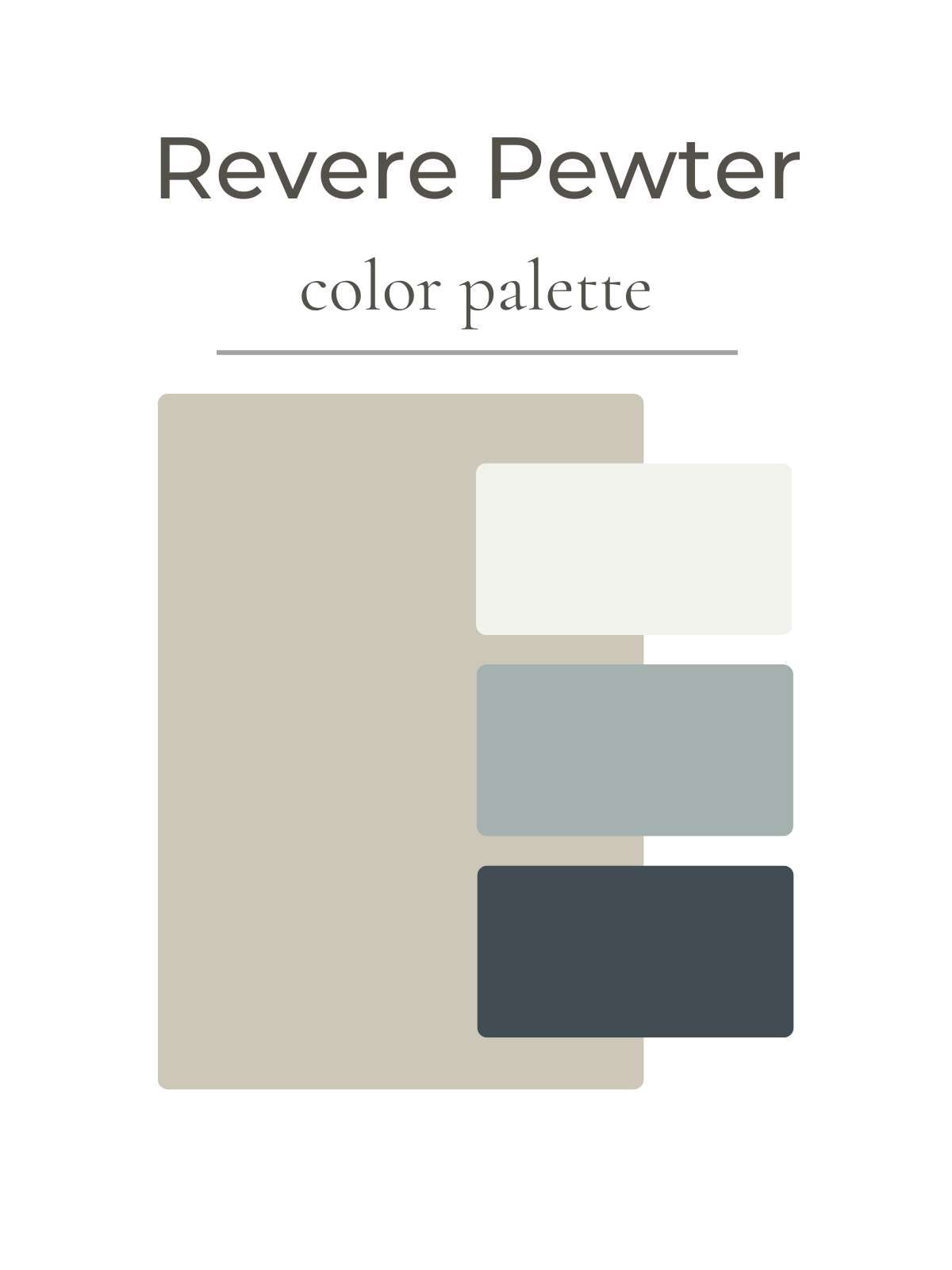 Revere Pewter color palette with four swatches on a white background