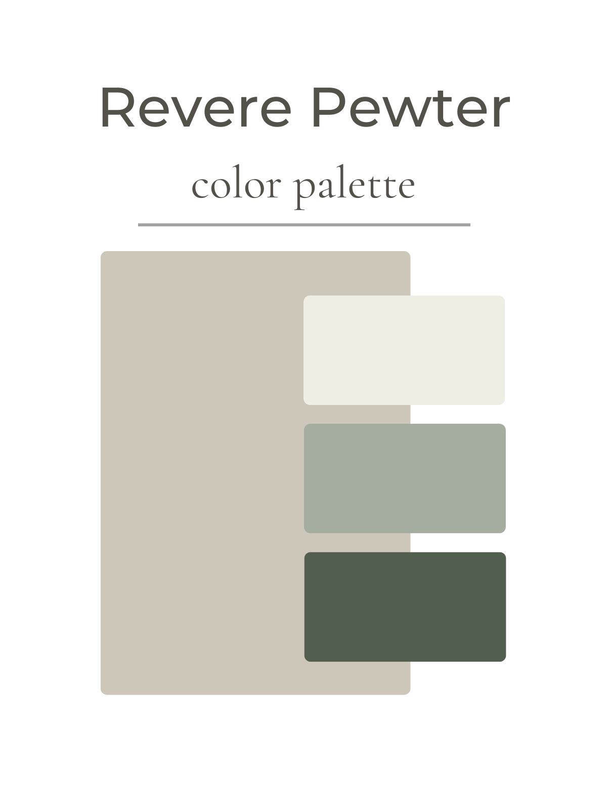 Revere Pewter color palette with four swatches on a white background