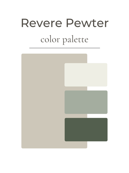 Revere Pewter color palette with four swatches on a white background