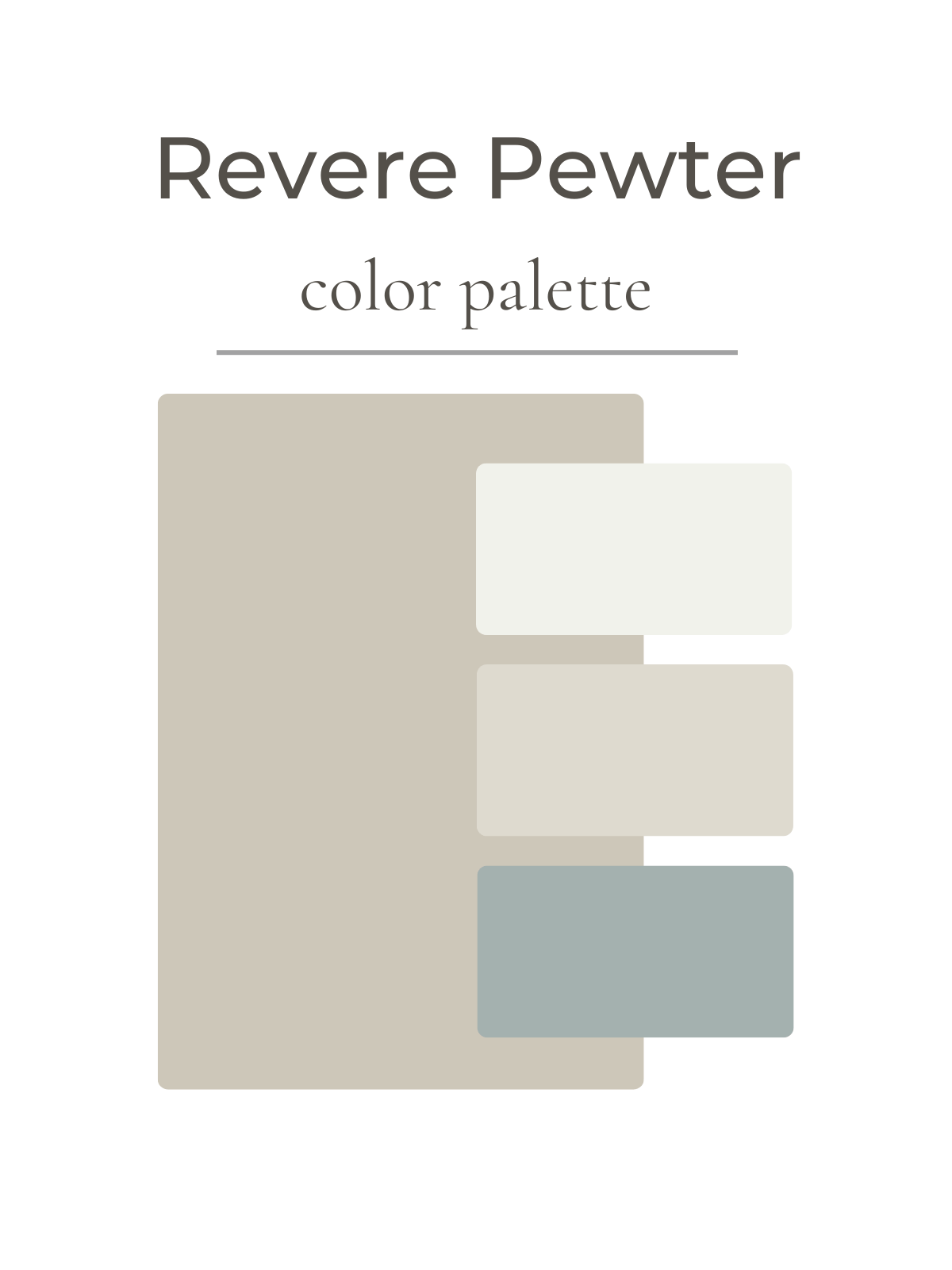 Revere Pewter color palette with four swatches on a white background