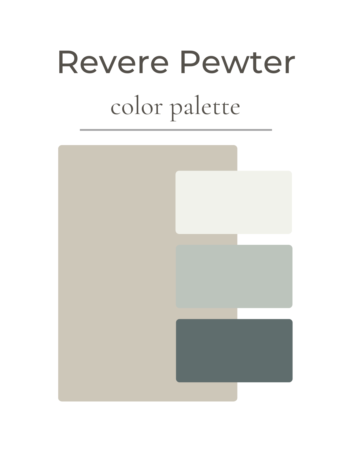 Revere Pewter color palette with four swatches on a white background