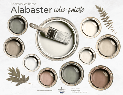 Sherwin Williams Alabaster paint color palette with soft earthy colors