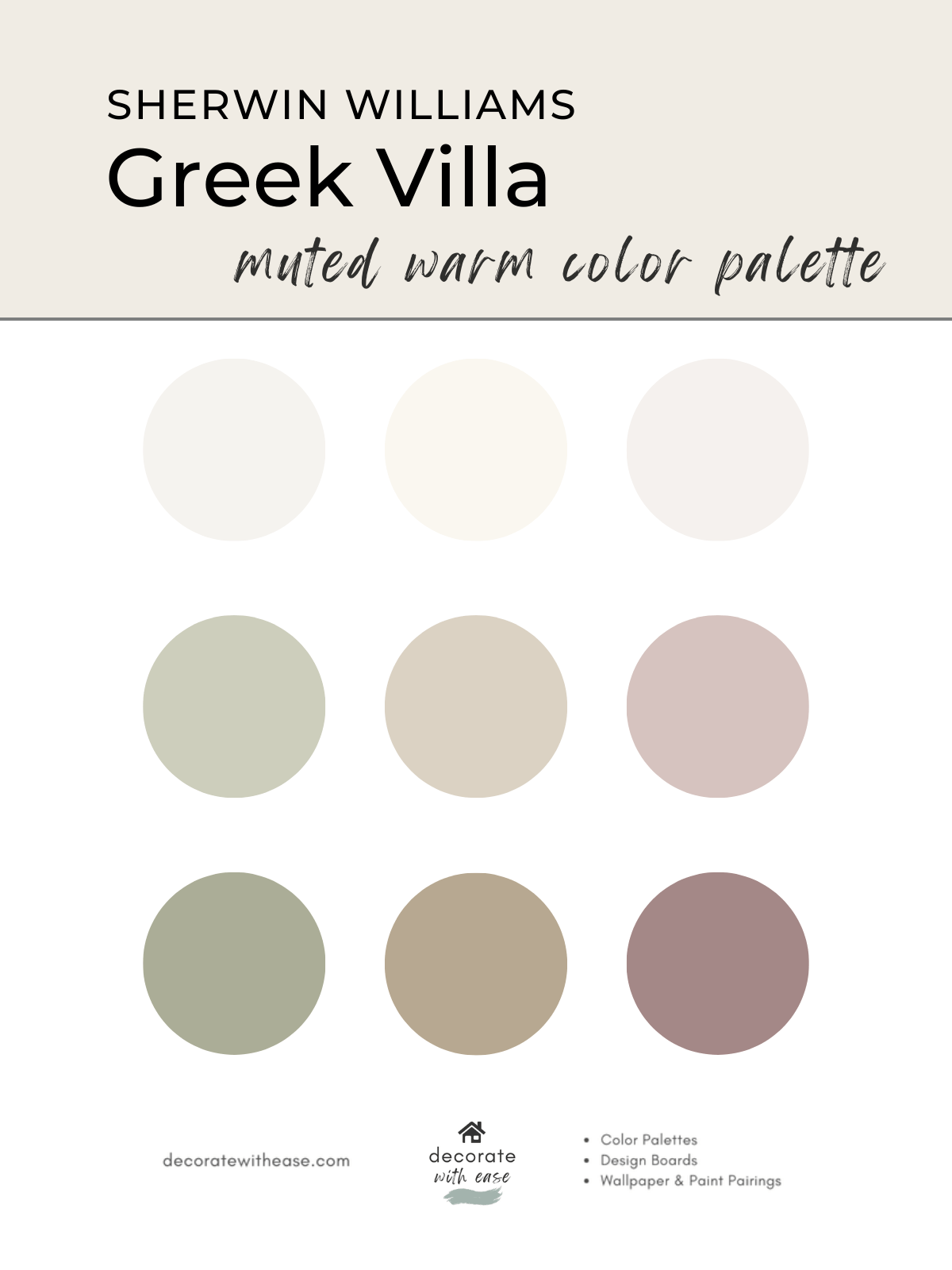 SW Greek Villa Paint Color Palette