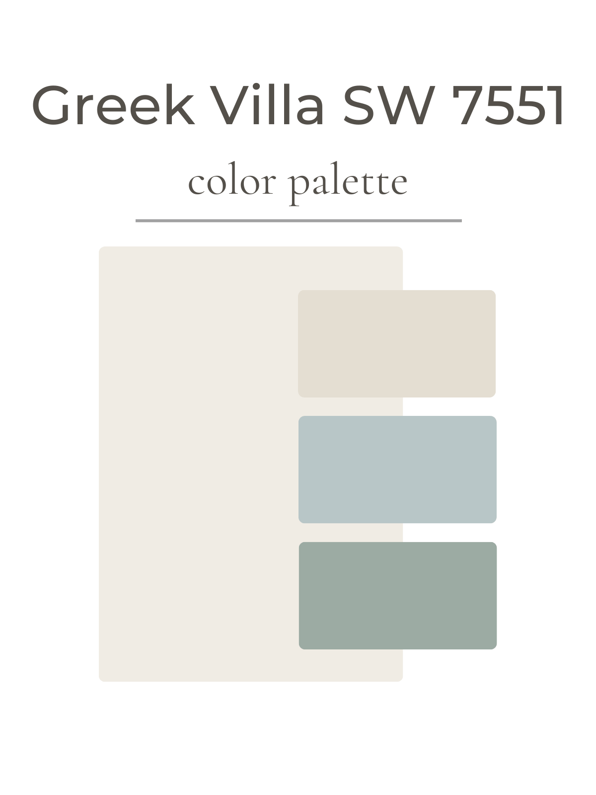 Color swatches of Greek Villa SW 7551 on a white background