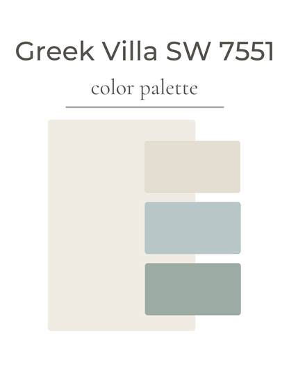 Color swatches of Greek Villa SW 7551 on a white background