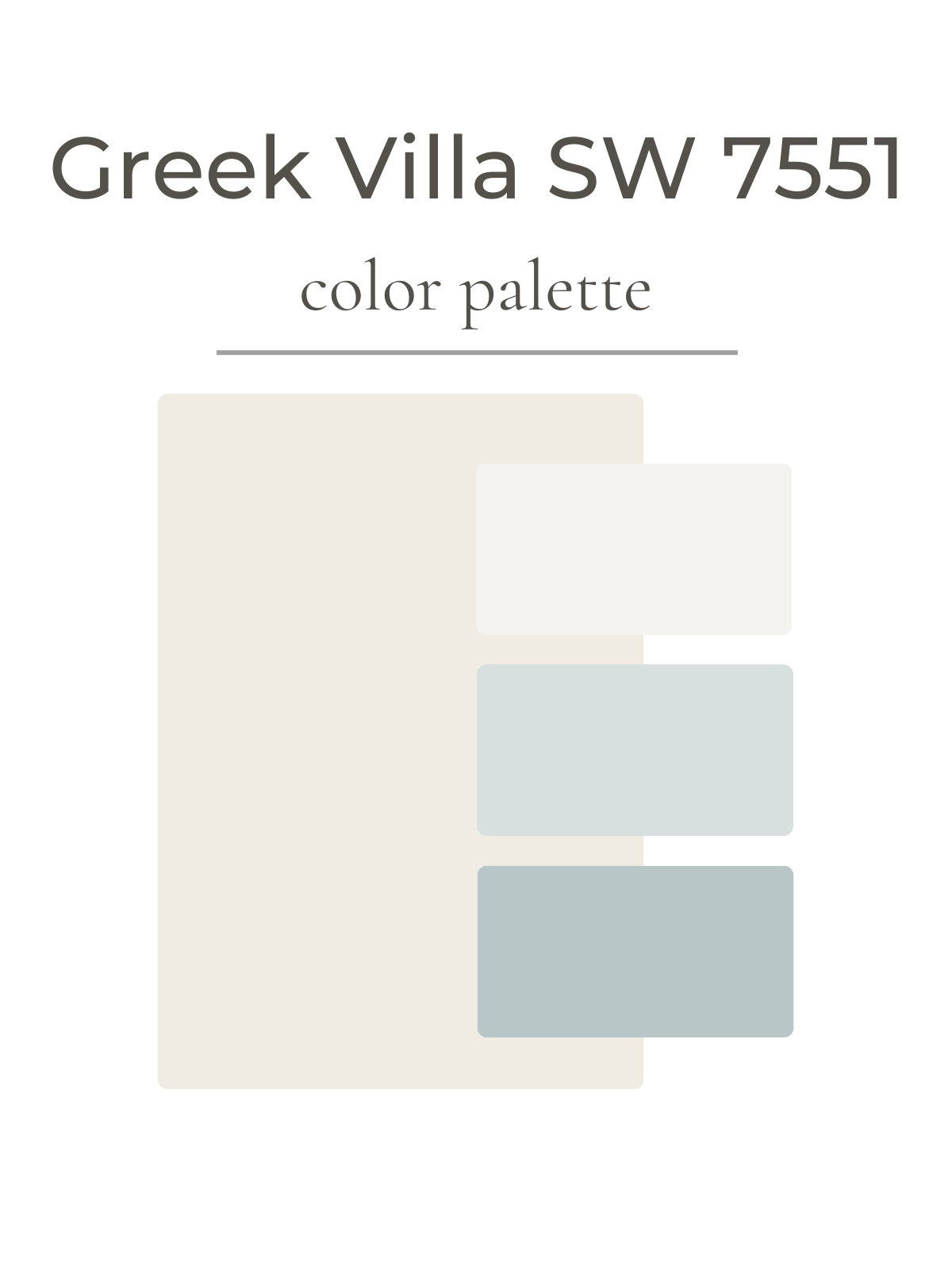 Color swatches of Greek Villa SW 7551 on a white background