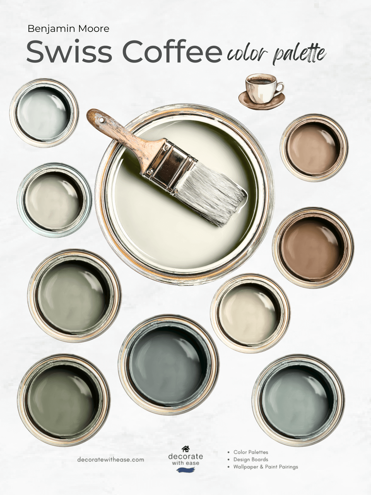 Swiss Coffee Benjamin Moore Paint Color Palette coordinating colors